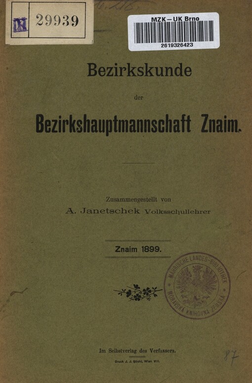 Bezirkskunde der Bezirkshauptmannschaft Znaim