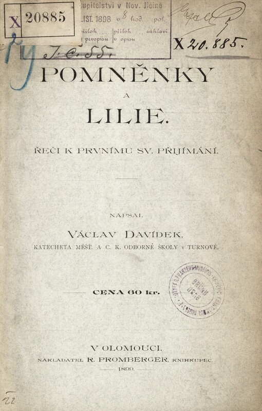 Pomněnky a lilie :řeči k prvnímu sv. přijímání