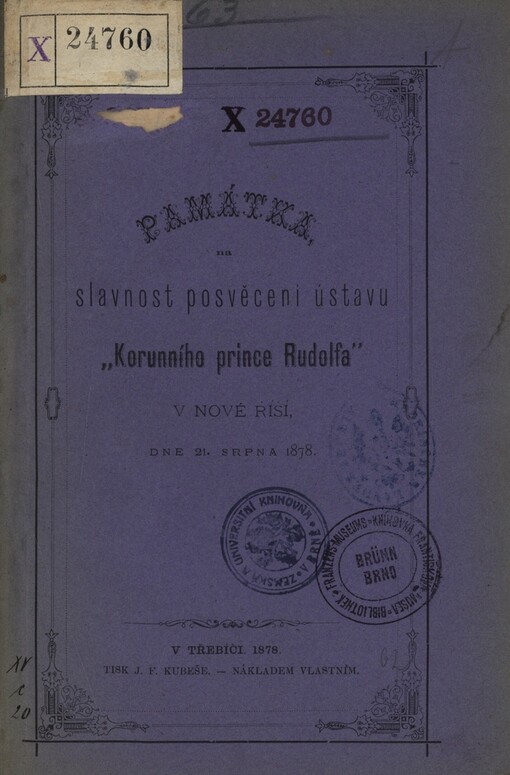 Památka na slavnost posvěcení ústavu 