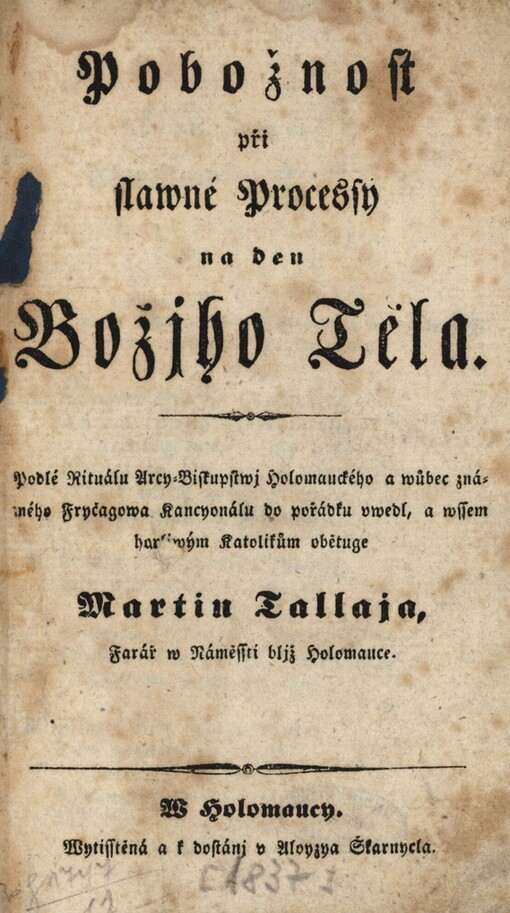 Pobožnost při slawné processý na den Božjho Těla