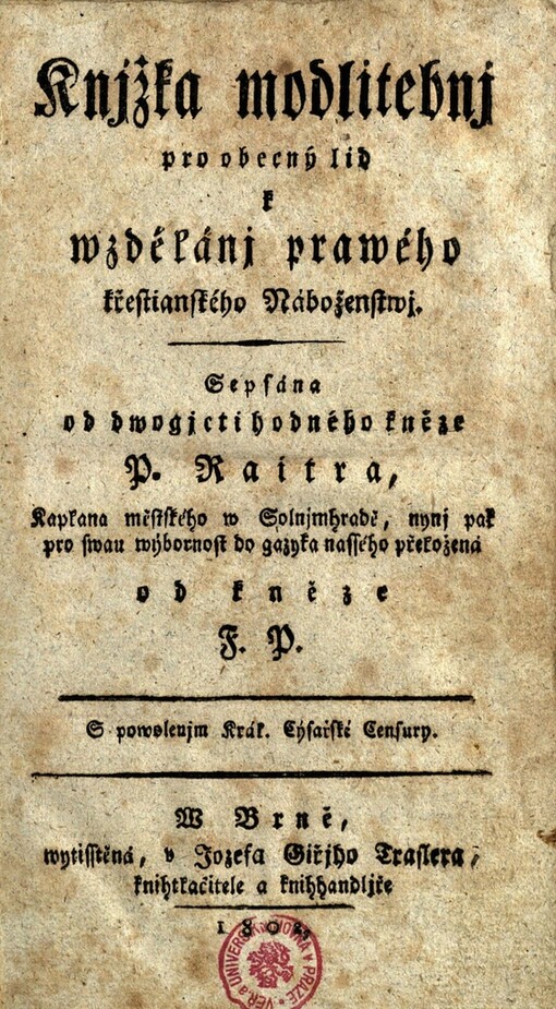 Knjžka modlitebnj pro obecný lid k wzdělánj prawého křesťianského Náboženstwj