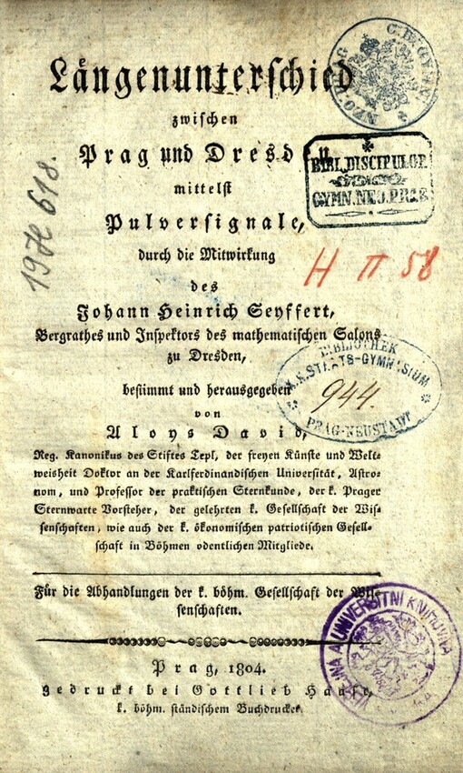 Längenunterschied zwischen Prag und Dresden, mittelst Pulversignale