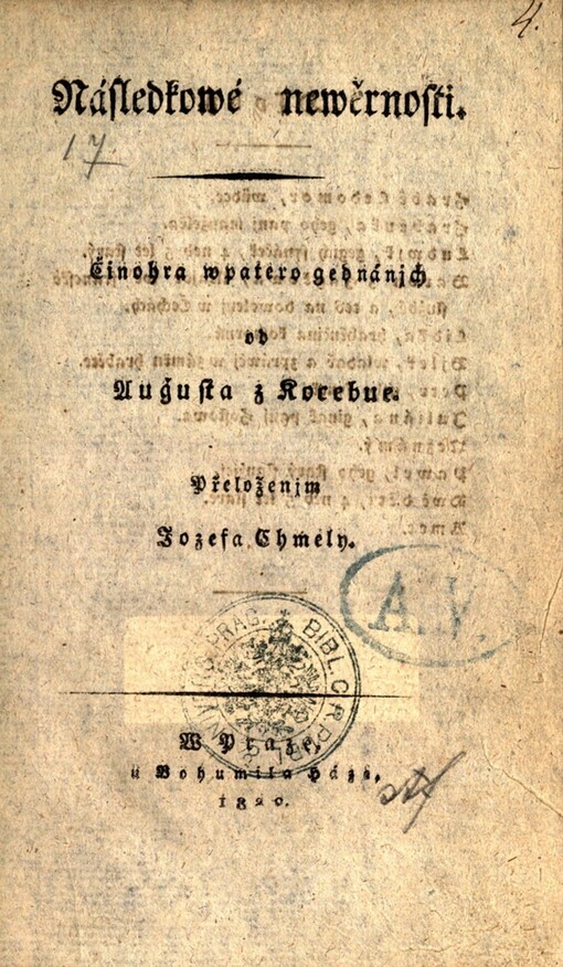 Následkowé newěrnosti :činohra w patero gednánjch