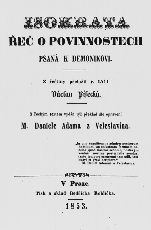 Isokrata Řeč o povinnostech psaná k Demonikovi