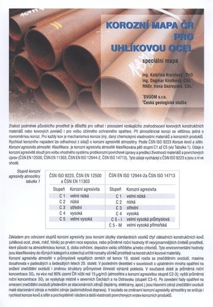Korozní mapa ČR pro uhlíkovou ocel : speciální mapa
