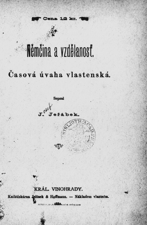 Němčina a vzdělanosť :časová úvaha vlastenská