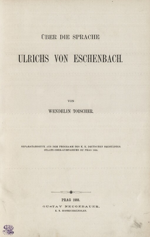 Über die Sprache Ulrichs von Eschenbach