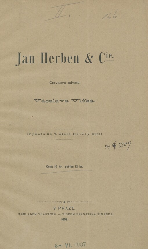 Jan Herben & Cie :červnová odveta Vácslava Vlčka