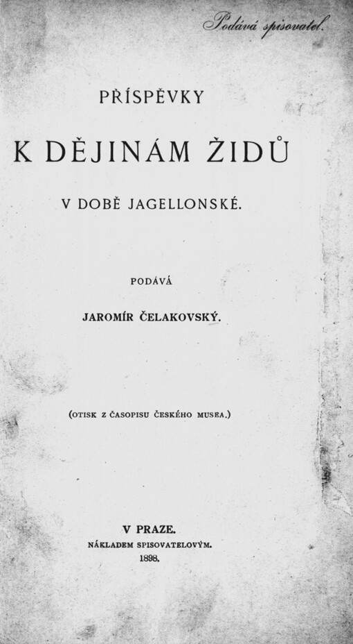 Příspěvky k dějinám židů v době Jagellonské