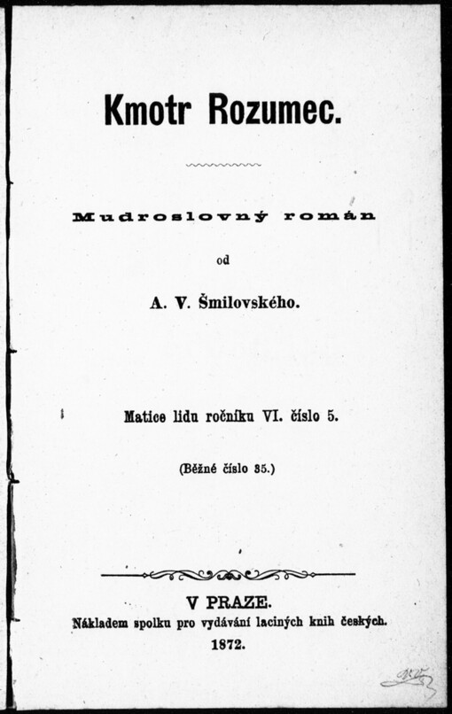 Kmotr Rozumec: Mudroslovný román