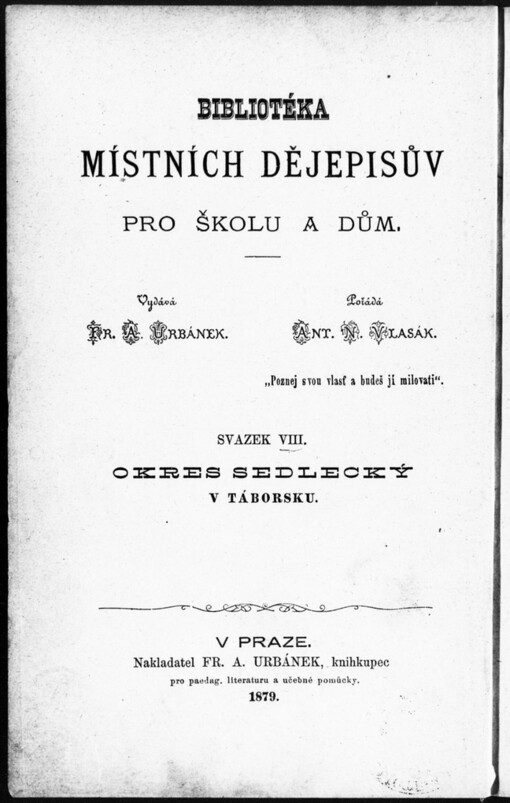 Okres Sedlecký v Táborsku: nástin historicko-archaeologický