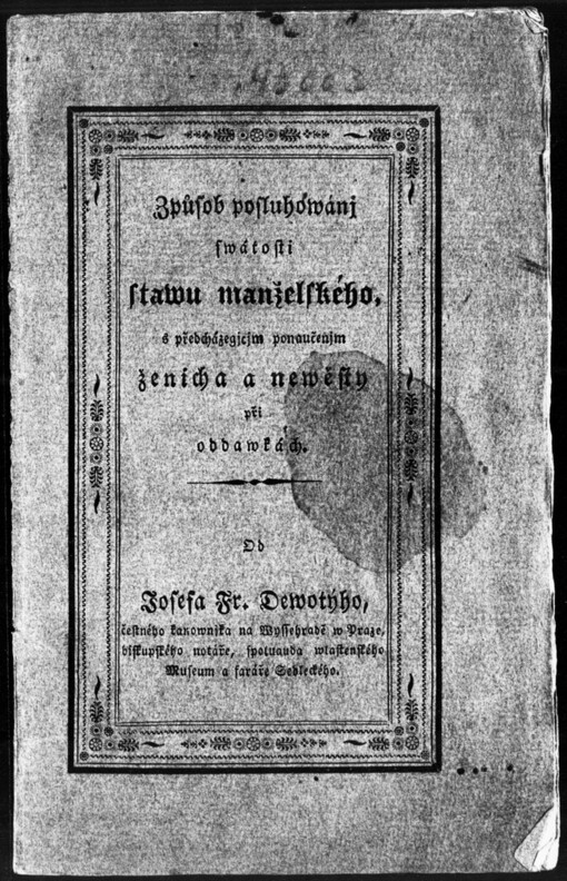 Způsob posluhowánj swátosti stawu manželského s předcházegjcjm ponaučenjm ženicha a newěsty při oddawkách