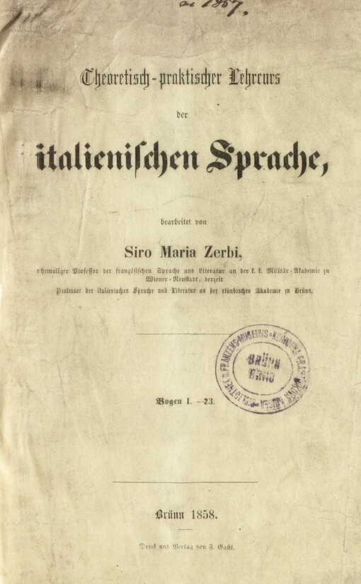 Theoretisch-praktischer Lehrcurs der italienischen Sprache