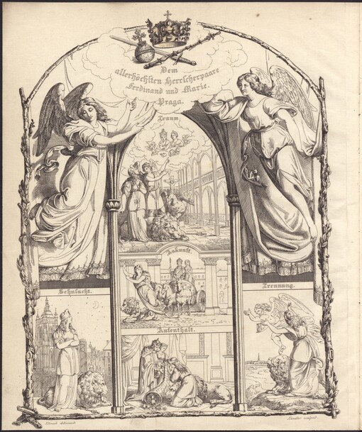 Praga's schönster Augenblick :: Erinnerungsbild der glorreichen krönungsfeier Ihrer Majestäten Ferdinand V. und Maria Anna als König und Königinn von Böhmen am 7. und 12. September 1836 /