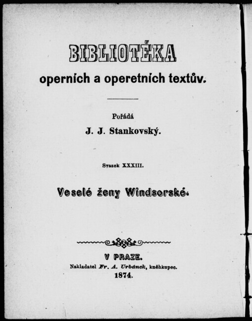 Veselé ženy Windsorské: komická zpěvohra ve třech jednáních
