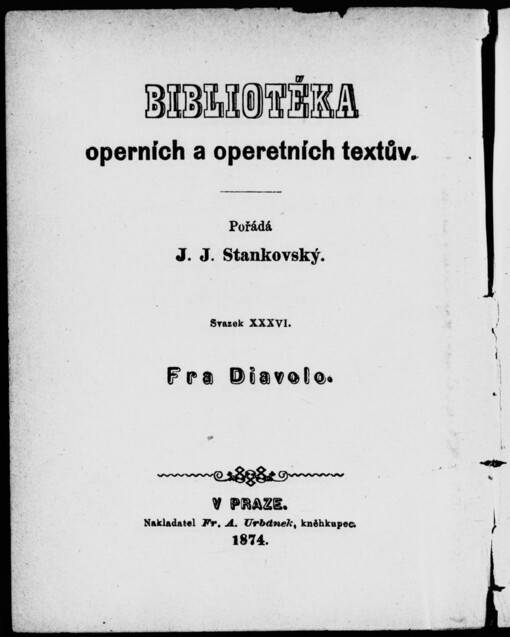 Fra Diavolo, aneb, Hostinec v Terracině: komická zpěvohra ve třech jednáních