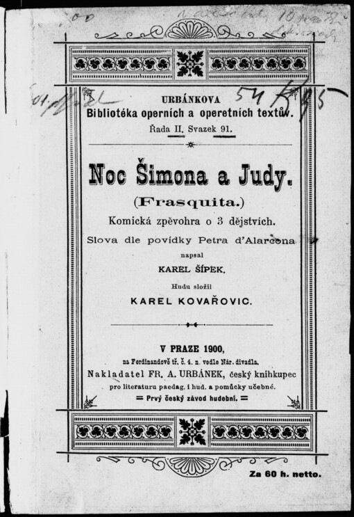 Noc Šimona a Judy: komická zpěvohra o 3 dějstvích