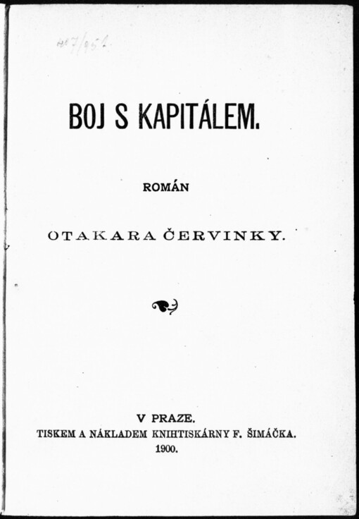Boj s kapitálem: Román Otakara Červinky