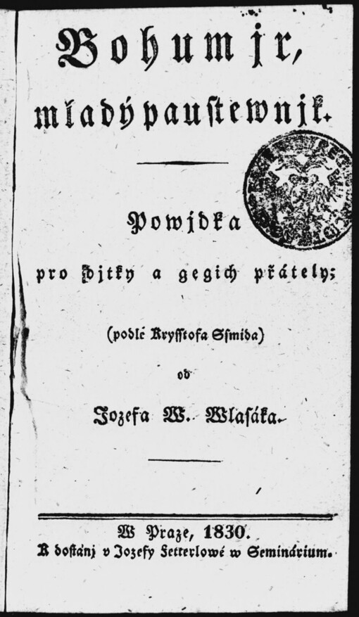 Bohumjr, mladý paustewnjk: powjdka pro djtky a gegich přátely