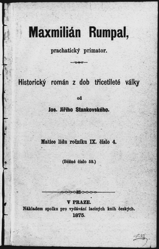 Maxmilián Rumpal, prachatický primator: historický román z dob třeicetileté války