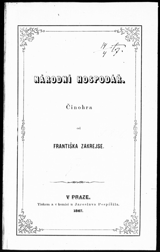 Národní hospodář: původní činohra v pěti jednáních