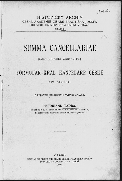 Summa cancellariae (Cancellaria Caroli IV.) =Formulář král. kanceláře české XIV. století