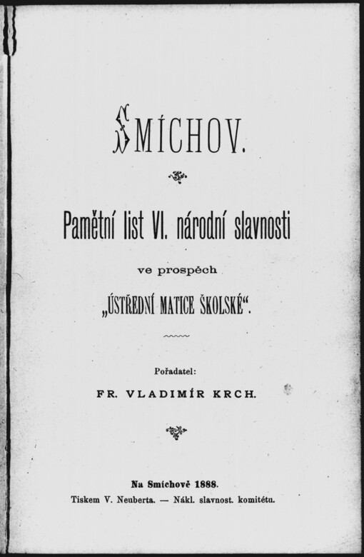 Smíchov: pamětní list VI. národní slavnosti ve prospěch 