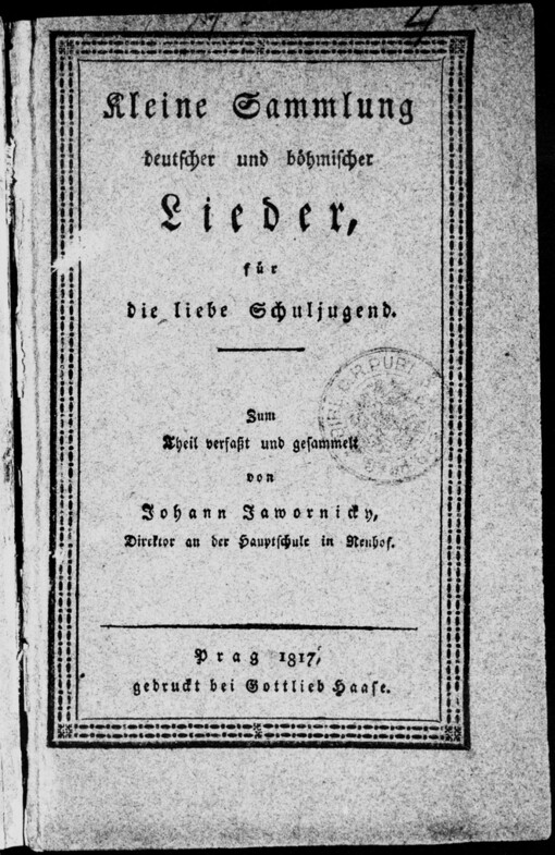 Pjsně pro mládež sskolní, obsahu k gegjm autlým srdcým způsobného