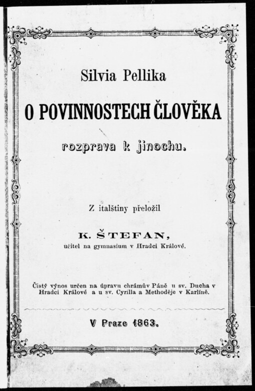 Silvia Pellika O povinnostech člověka: rozprava k jinochu