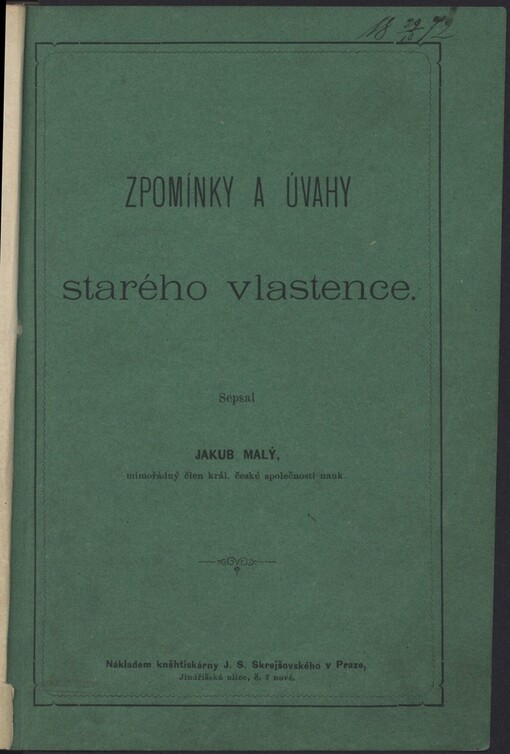 Vzpomínky a úvahy starého vlastence