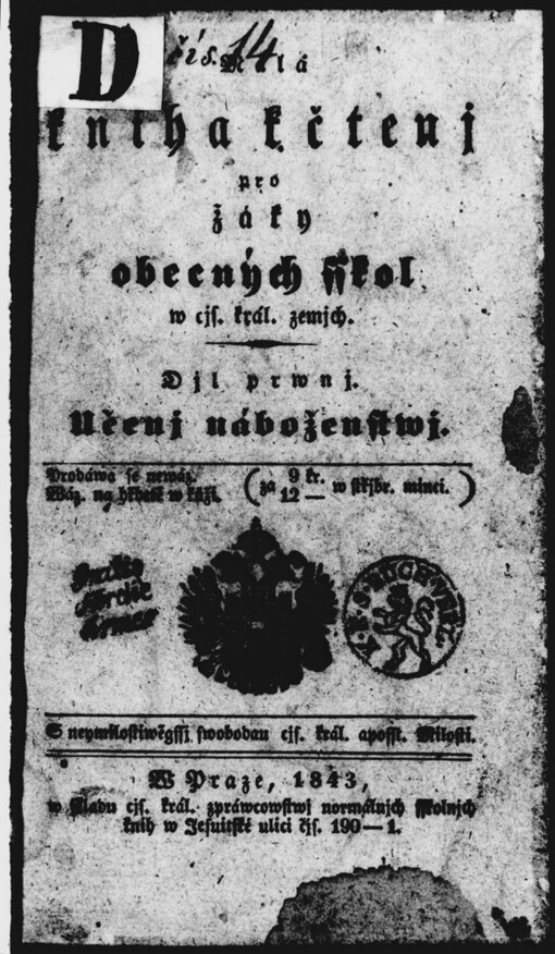 Malá kniha k čtenj pro žáky obecných sskol w cjs. král. zemjch.