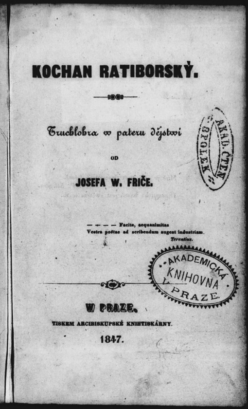 Kochan ratiborský: truchlohra w pateru dějstwí