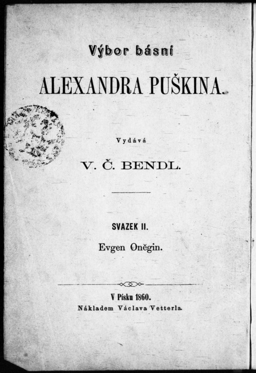 Alexandra Puškina Evgen Oněgin: román ve verších