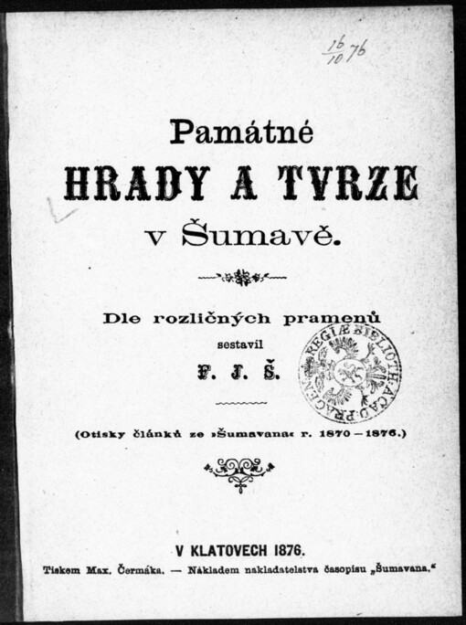 Památné hrady a tvrze v Šumavě