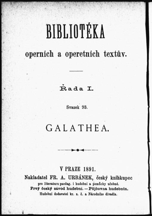 Galathea: komická opera o dvou jednáních