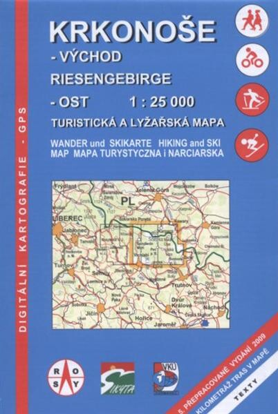 Krkonoše - východ Riesengebirge - Ost : turistická a lyžařská mapa 1:25 000
