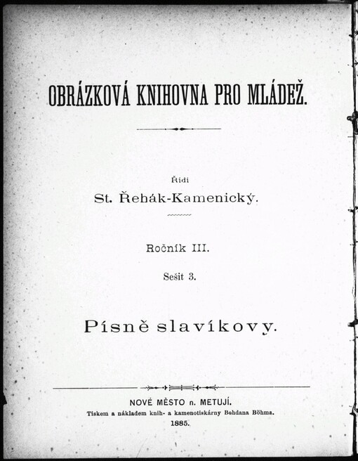 Písně slavíkovy: básně Vítězslava Hálka