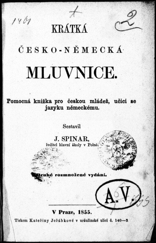 Krátká česko-německá mluvnice: pomocná knížka pro českou mládež, učící se jazyku německému