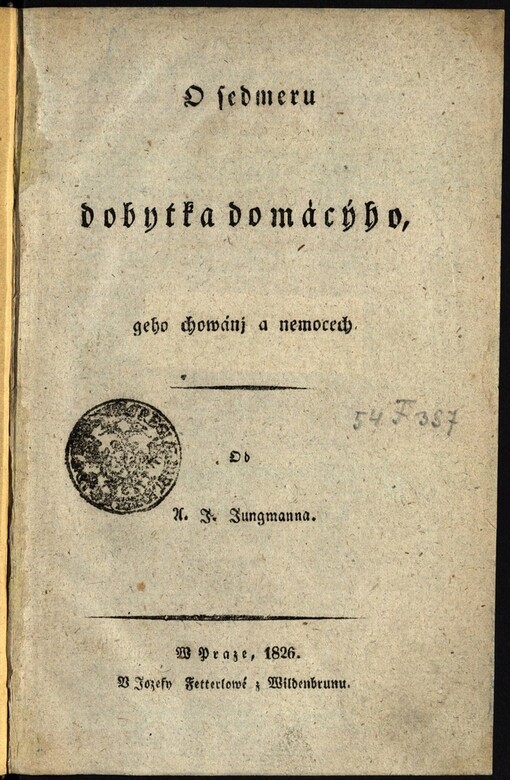 O sedmeru dobytka domácýho, geho chowánj a nemocech