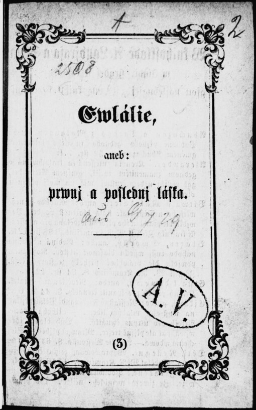 Ewlálie, aneb, Prwnj a poslednj láska