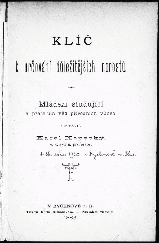 Klíč k určování důležitějších nerostů