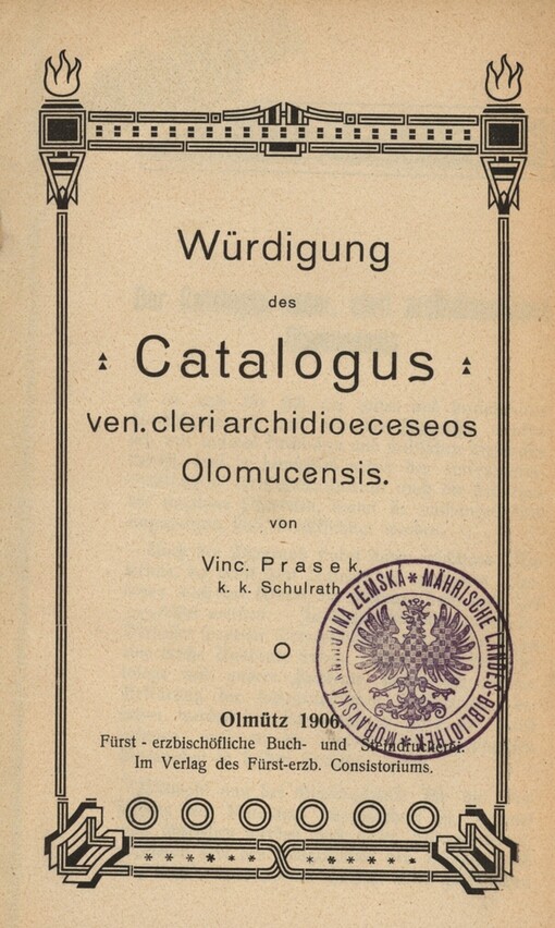 Würdigung des Catalogus ven. cleri archideoeceseos Olomucensis