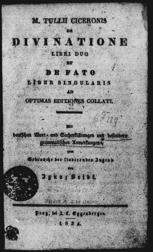 M. Tullii Ciceronis De divinatione libri duo: et De fato : liber singularis : ad optimas editiones collati