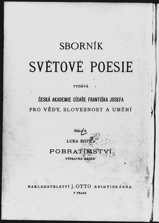 Pobratímství: výpravná báseň v 5 zpěvích