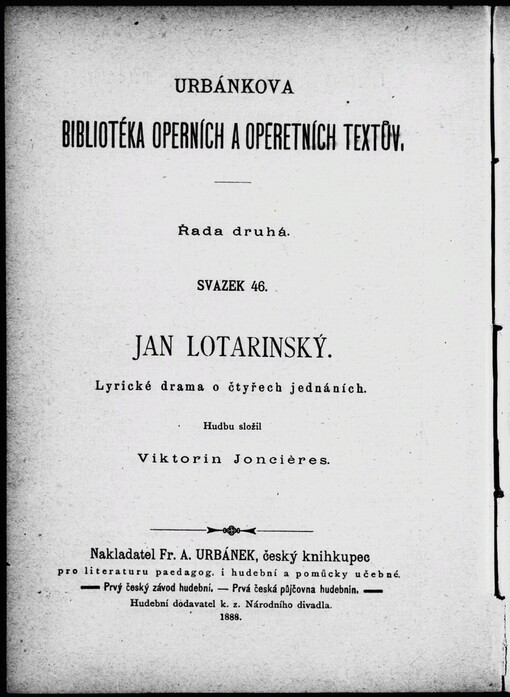 Jan Lotarinský :lyrické drama o čtyřech jednáních