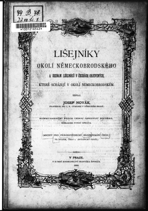 Lišejníky okolí německobrodského a seznam lišejníků v Čechách objevených, které scházejí v okolí německobrodském