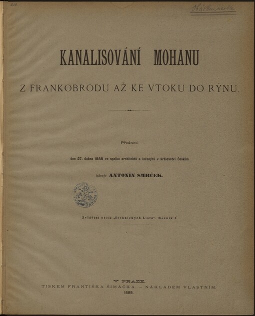 Kanalisování Mohanu z Frankobrodu až ke vtoku do Rýna