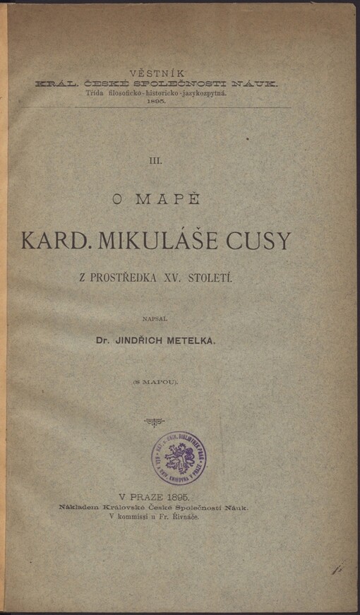 O mapě kard. Mikuláše Cusy z prostředka XV. století
