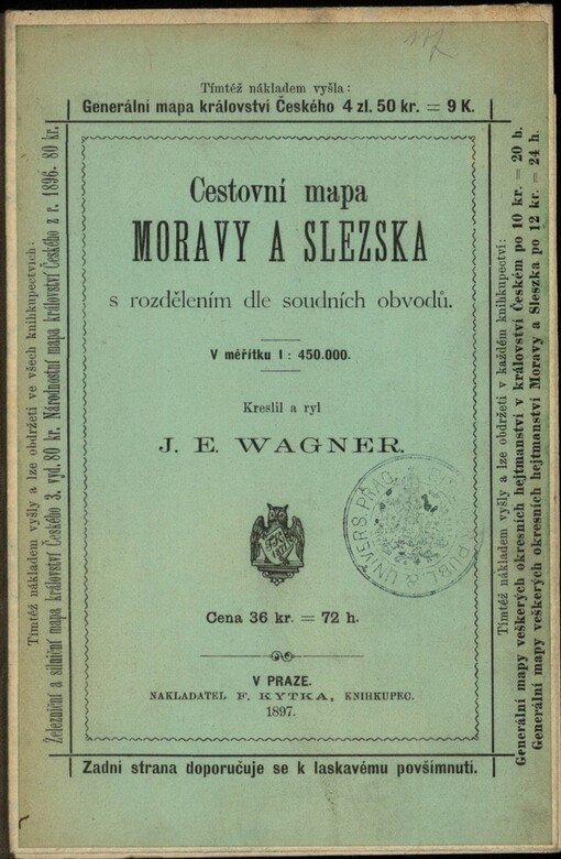 Cestovní mapa Markrabství moravského a vévodství slezského s rozdělením dle soudních obvodů