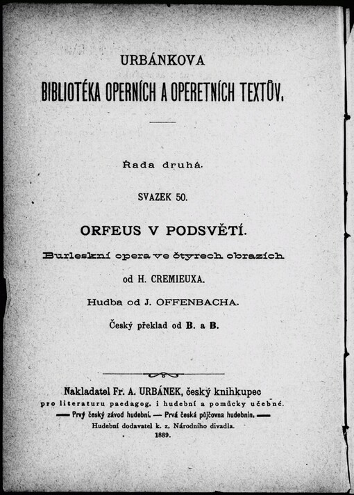 Orfeus v podsvětí: burleskní opera ve čtyřech obrazích
